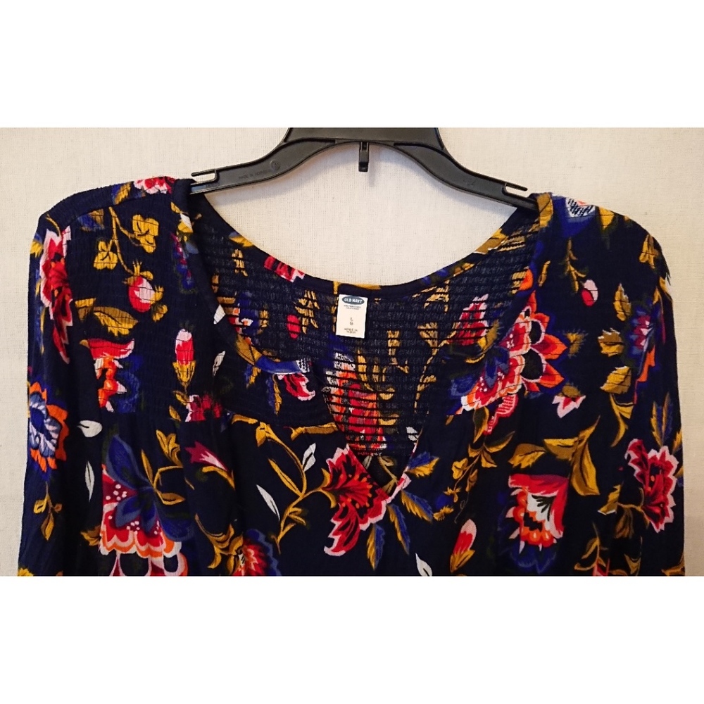 Royal Blue Long Sleeve Old Navy Floral Dress - Picture 3 of 8